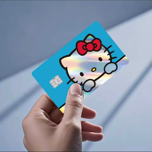 מדבקות כיסוי הולוגרפית עם דמות קרומי הלו קיטי לכרטיסי אשראי ודביט